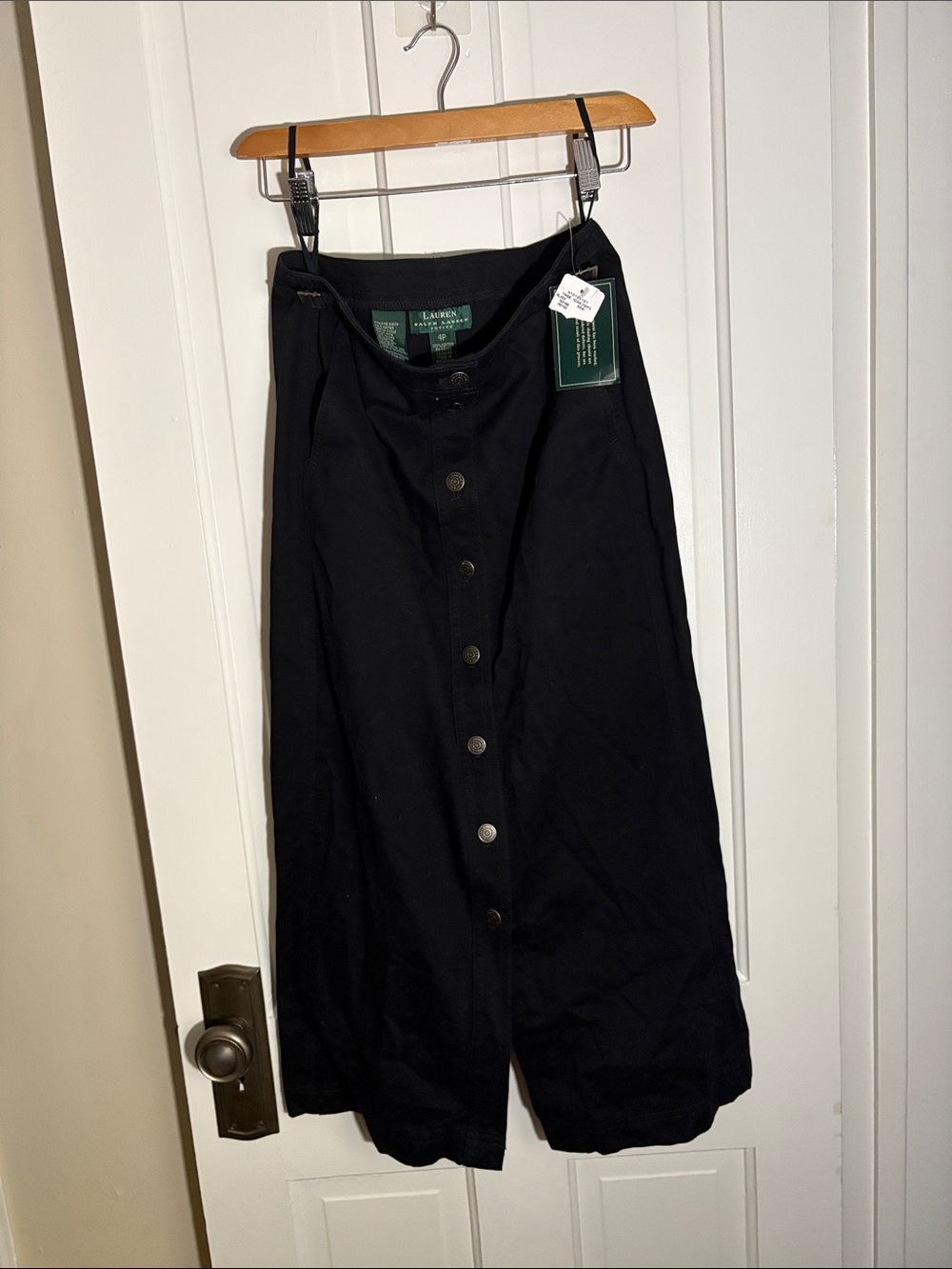Lauren Ralph Lauren Black Button-Front Maxi Skirt